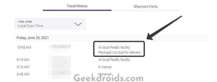 At local fedex facility package not due for delivery?
