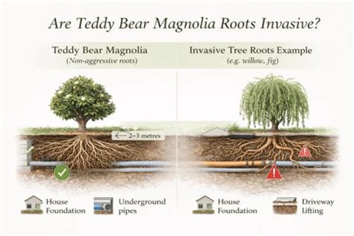 Does Magnolia teddy bear have invasive roots?