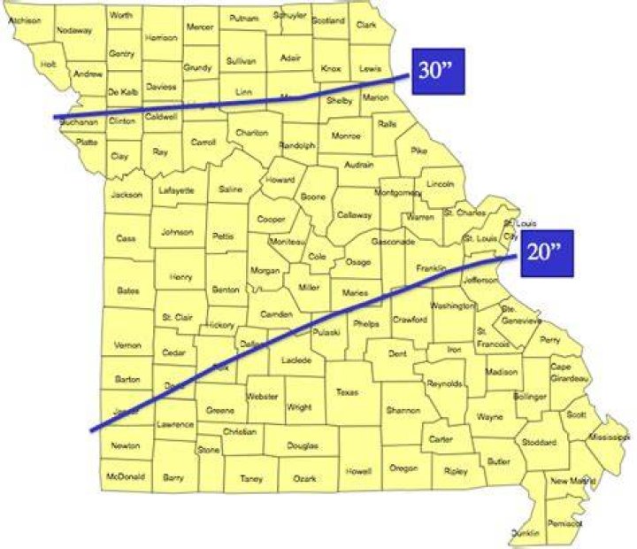 How deep is the frost line in southern Missouri?
