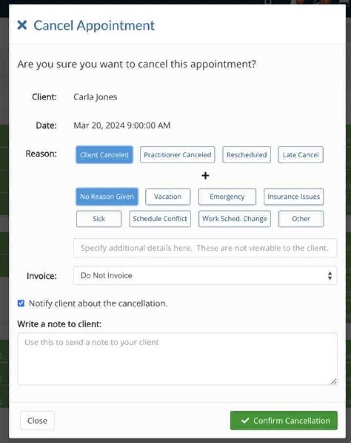 How do I cancel a month appointment on Square?