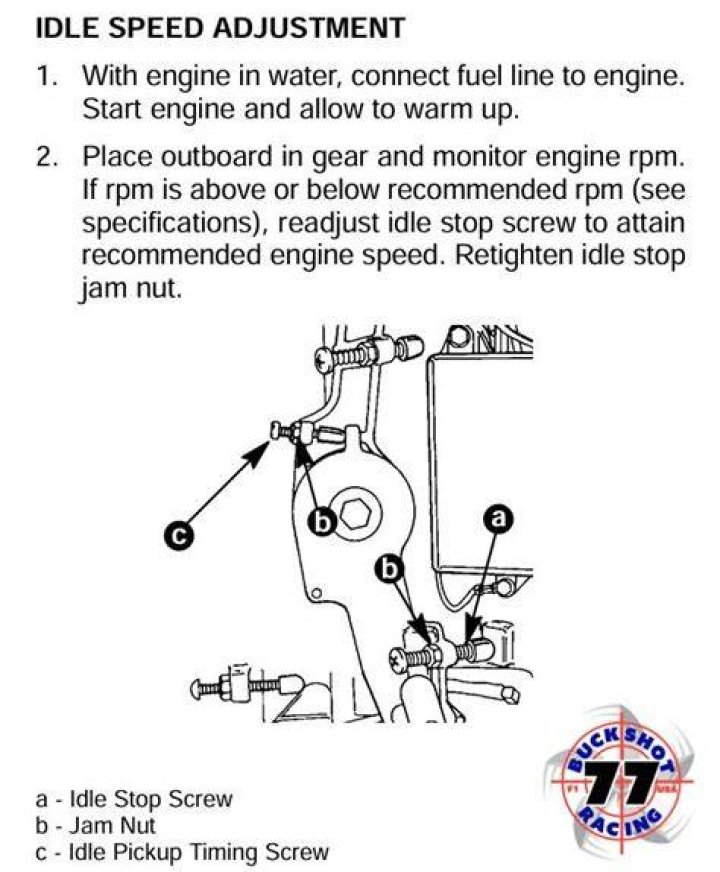 How do you adjust the idle on a Mercury outboard motor?