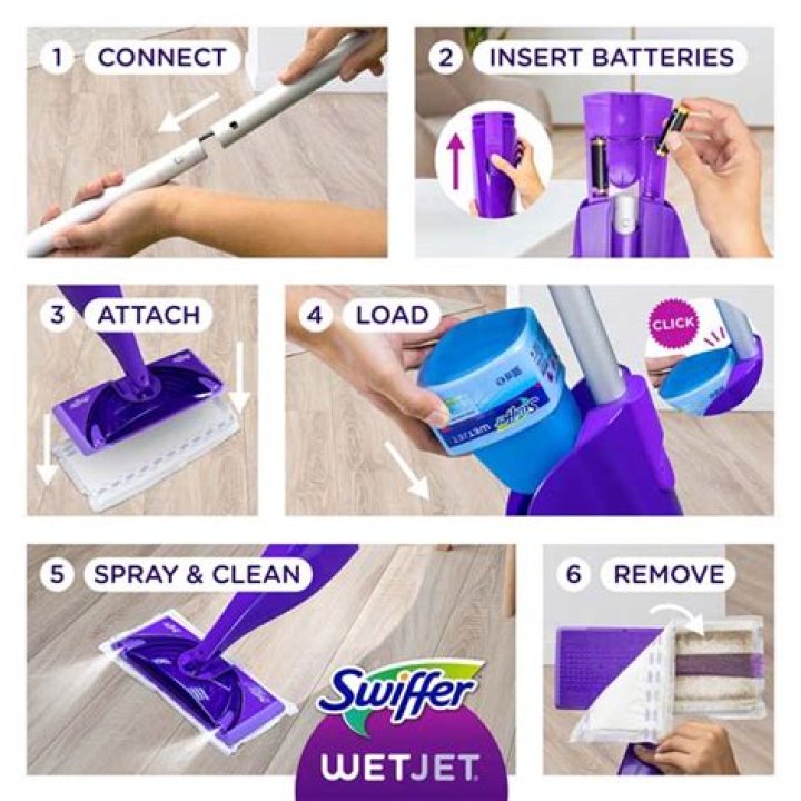 How do you attach a Swiffer wet mop pad?