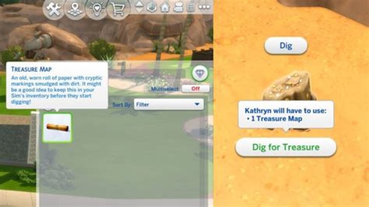 How do you dig for treasure in Sims 4?