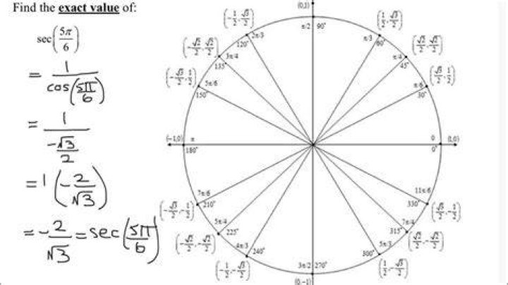 How do you find the exact value of sec 5pi 6?