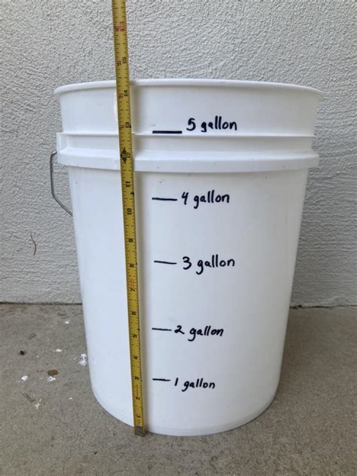 How many inches of rain does it take to fill a 5 gallon bucket?