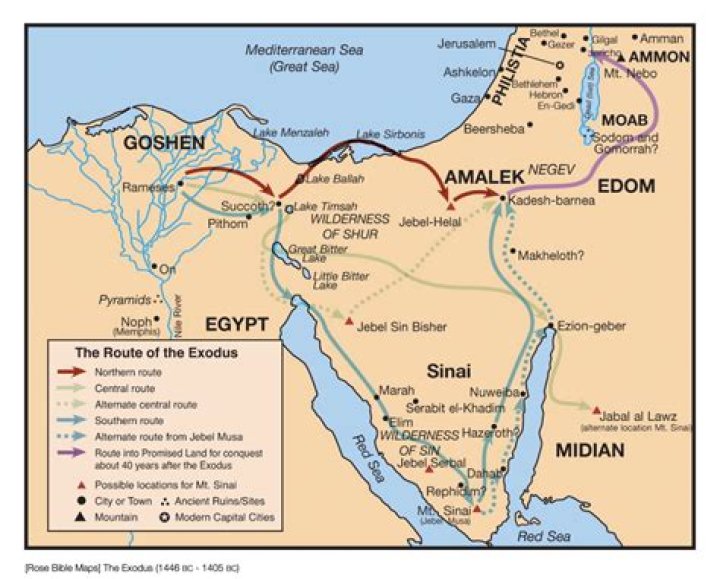 How many miles did the Israelites travel from Egypt to Canaan?