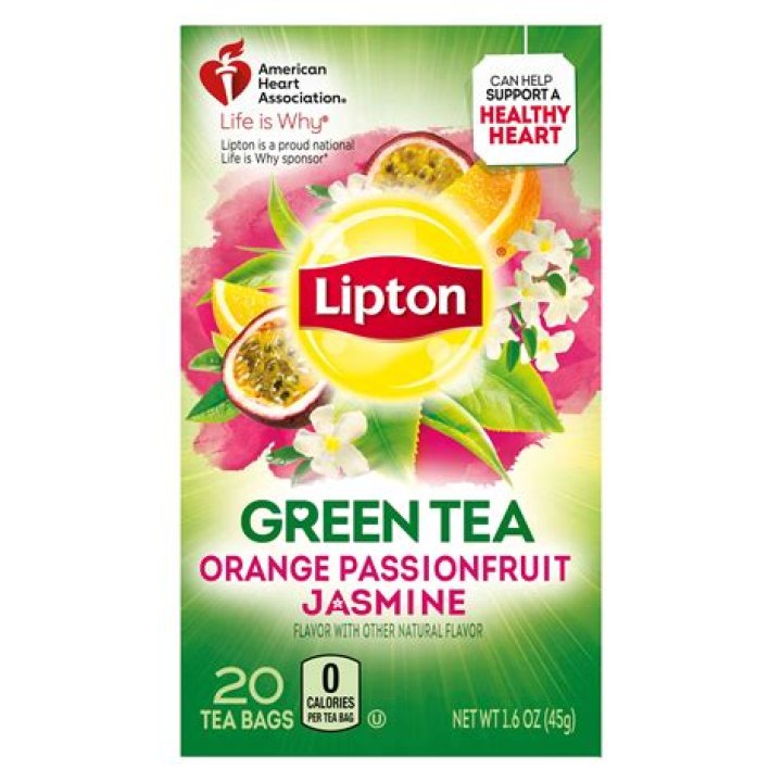How much caffeine is in Lipton Orange Passionfruit Jasmine green tea?