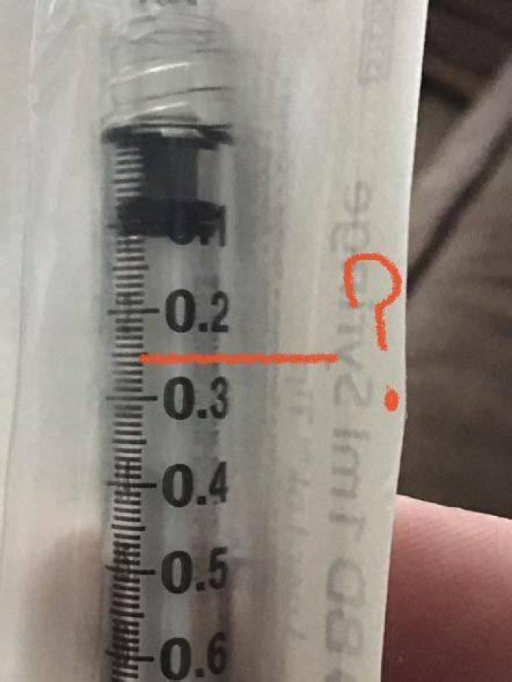 How much is 0.2 ml in a syringe?