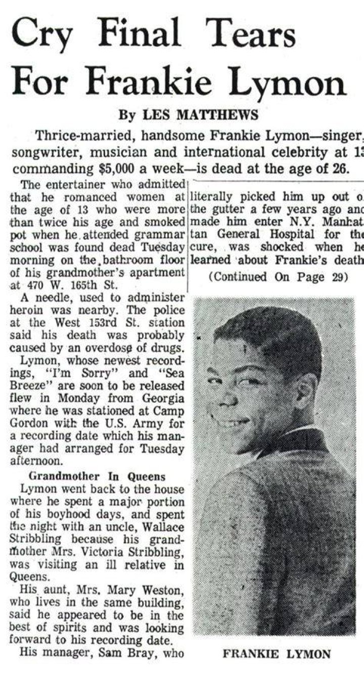 How old was Frankie Lymon when he started using drugs?