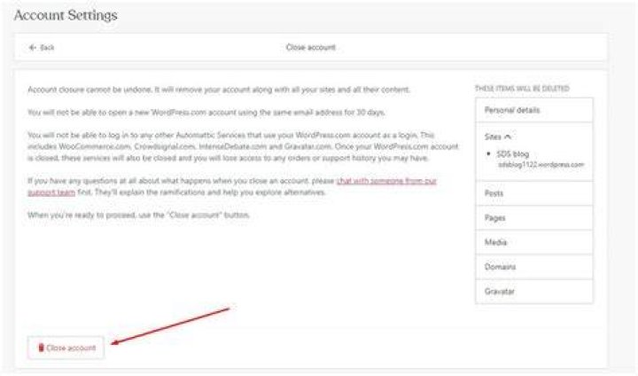 how to delete wordpress account?
