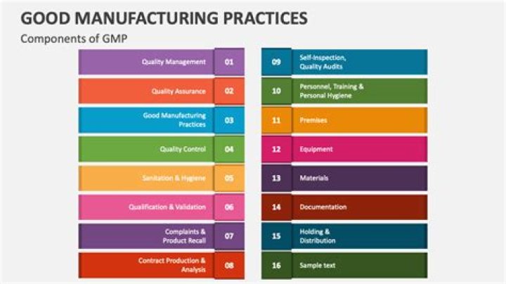 What are the 5 main components of good manufacturing practice?