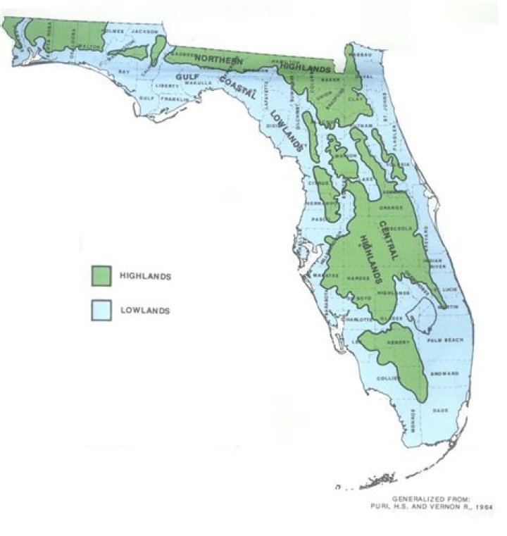 What are the main landforms of Florida?