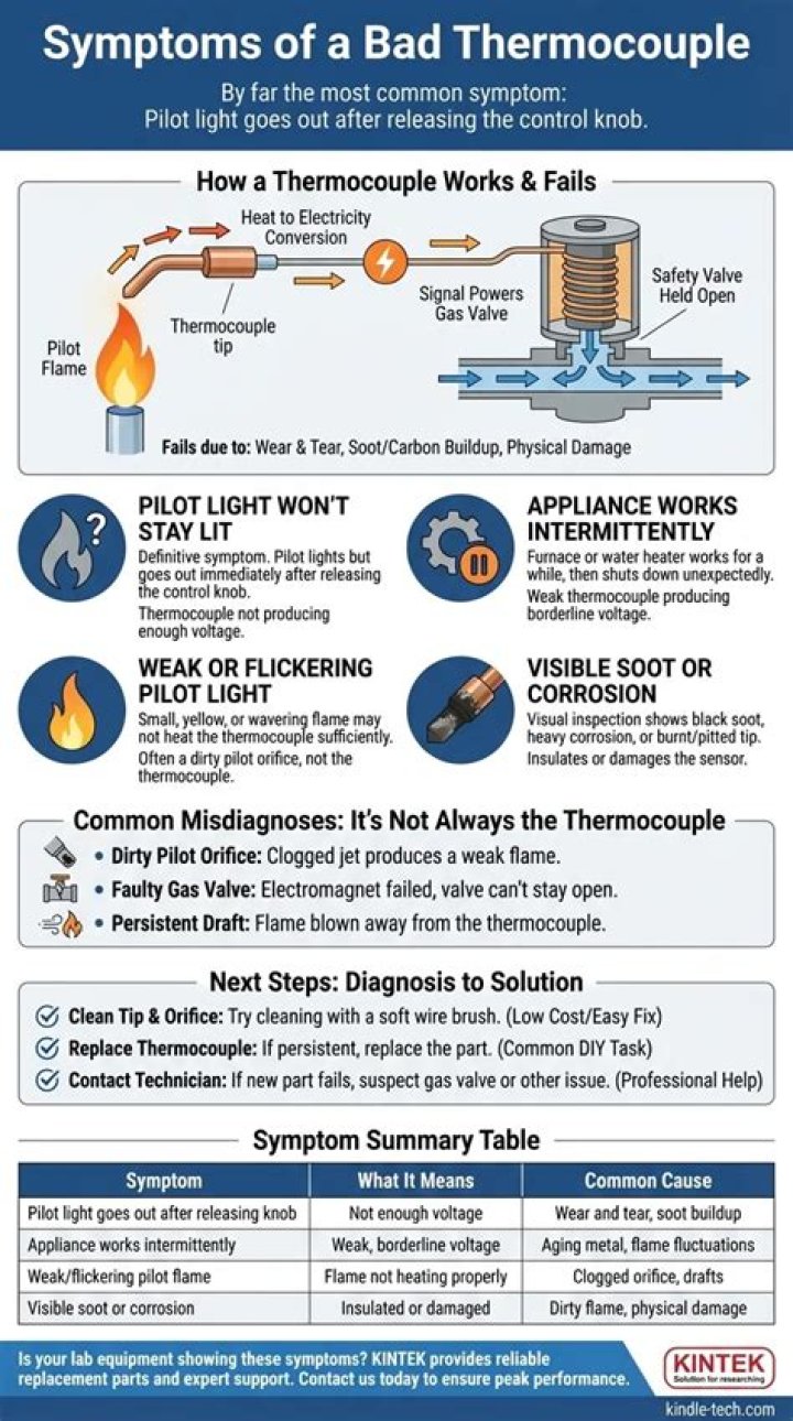 What are the symptoms of a bad thermocouple?