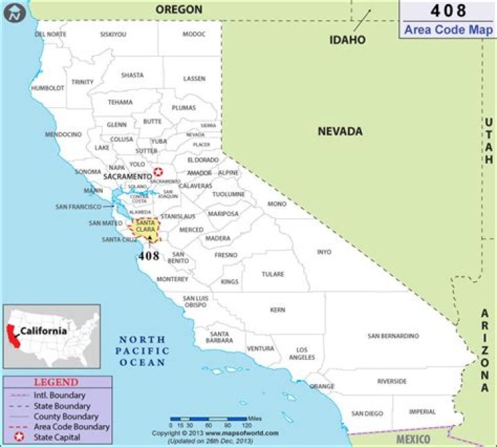 What area code is 408 in California?