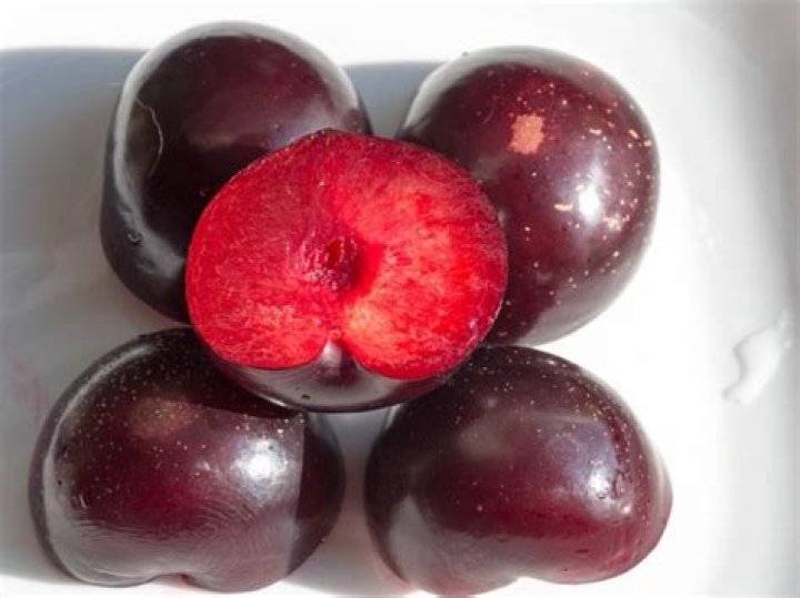 What does a ripe plum look like inside?