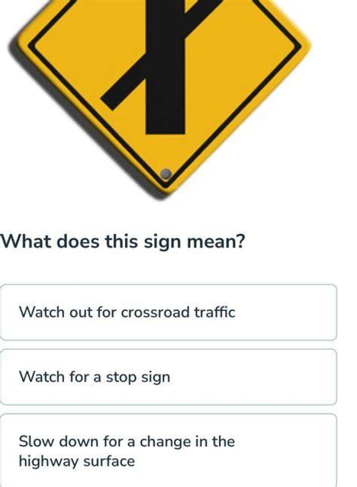 What does this sign mean watch out for Crossroad traffic?
