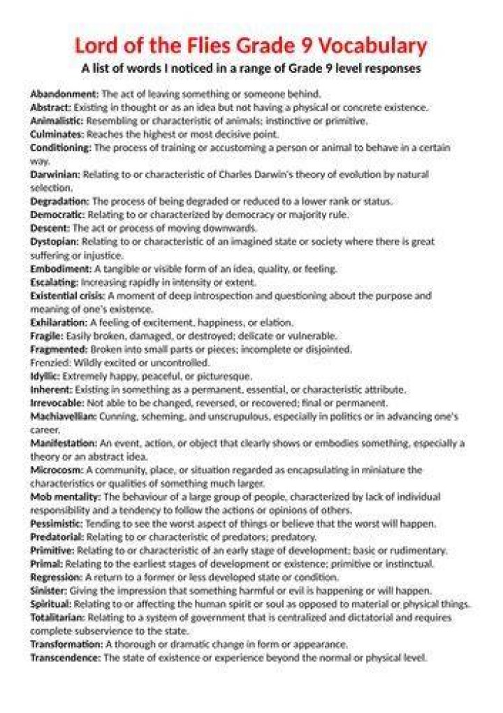 What grade level is Lord of the Flies?