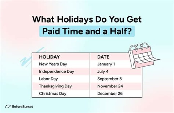 What holidays does HEB pay time and a half?