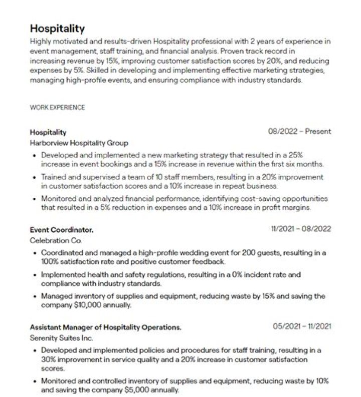 What is a good objective for a hospitality resume?