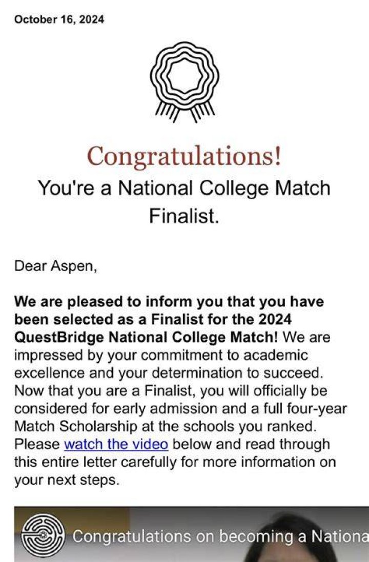What is a National College Match Finalist?