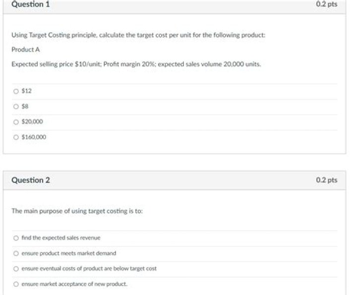 What is a target cost per unit quizlet?