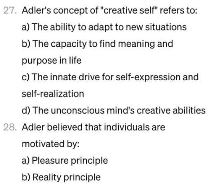What is Adler’s concept of the creative self?