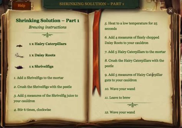 What is in Harry Potter shrinking solution?