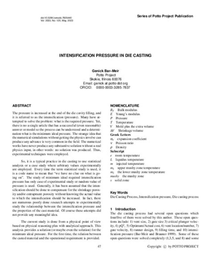 What is intensification pressure in die casting?