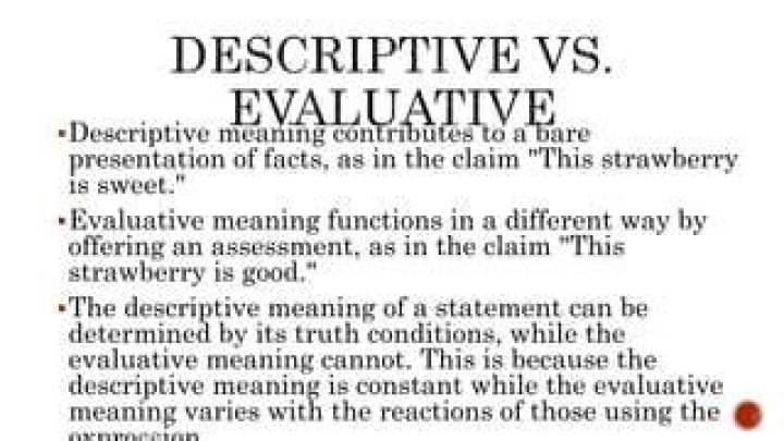 What is the difference between evaluative statement and descriptive statement?