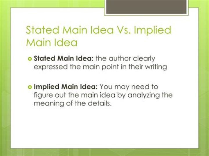 What is the difference between stated and implied main idea?