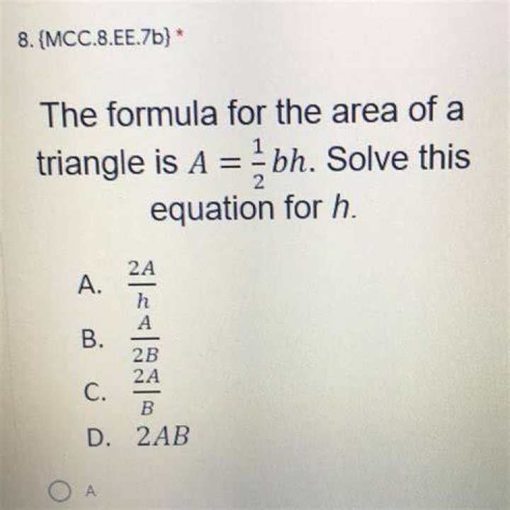 What is the formula a 1 2bh?