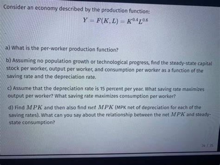 What is the per worker production function?