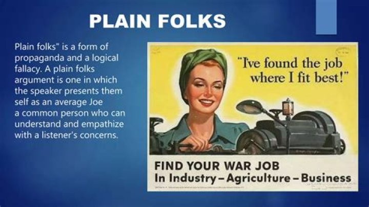 What is the plain folks propaganda technique?