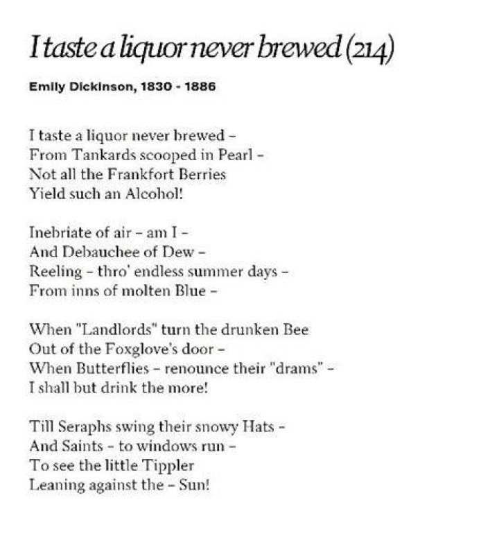 What is the tone of I taste a liquor never brewed?