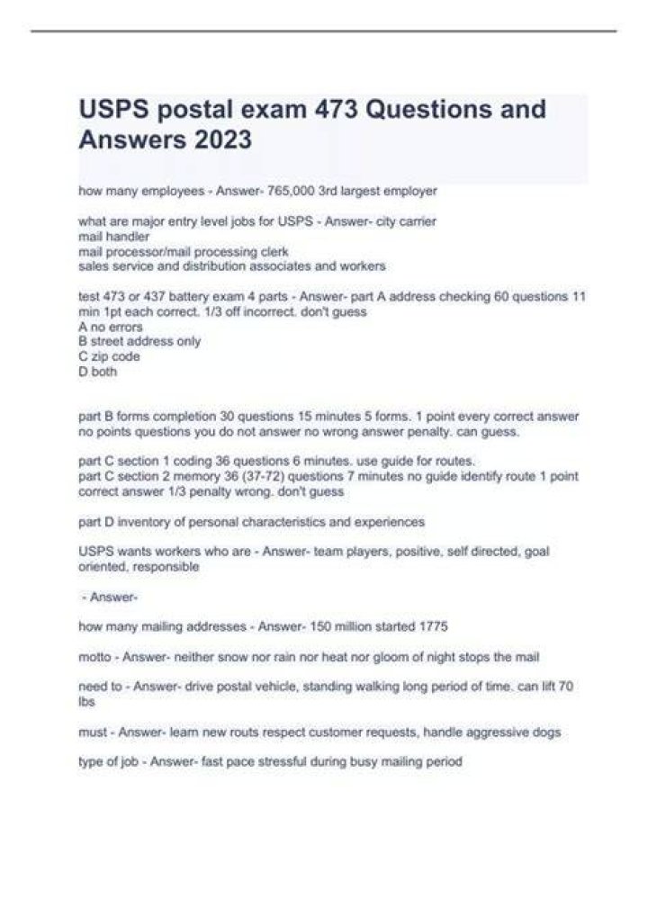 What questions are on the postal exam?