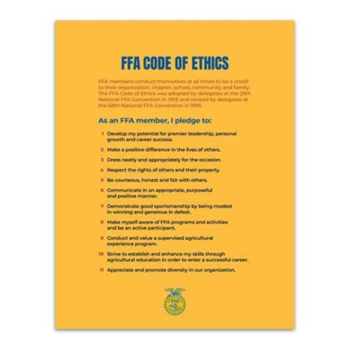 What year was the FFA Code of Ethics?