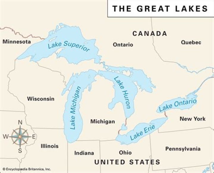 Where are the 5 Great Lakes located?