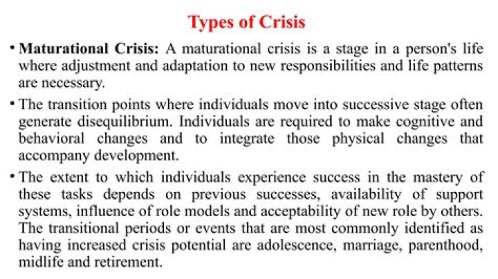 Which is an example of a maturational crisis?