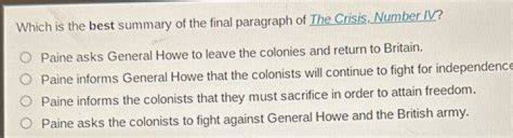 Which is the best summary of the final paragraph of the crisis number IV?