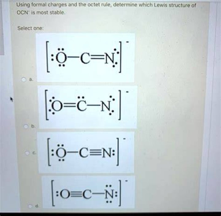 Which Lewis structure of OCN is most stable?