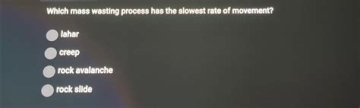 Which mass wasting process has the slowest rate of movement?
