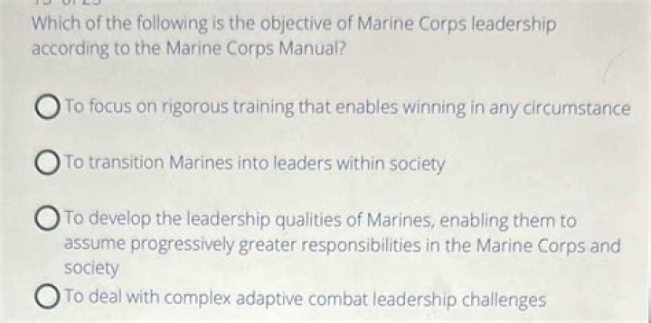 Which of the following is the objective of Marine Corps leadership according to the Marine Corps manual?