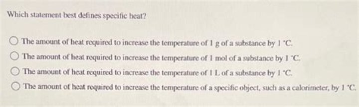 Which statement best defines specific heat quizlet?