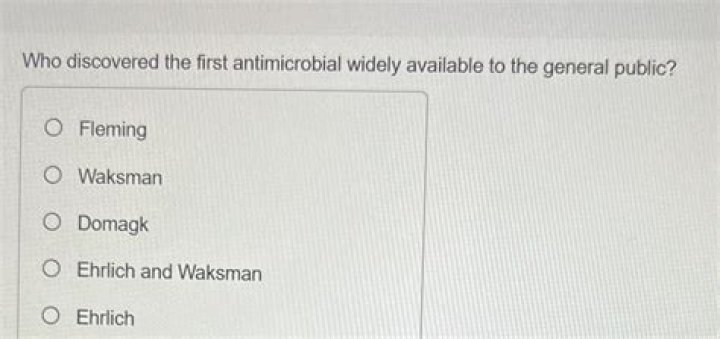 Who discovered the first antimicrobial widely available to the general public?