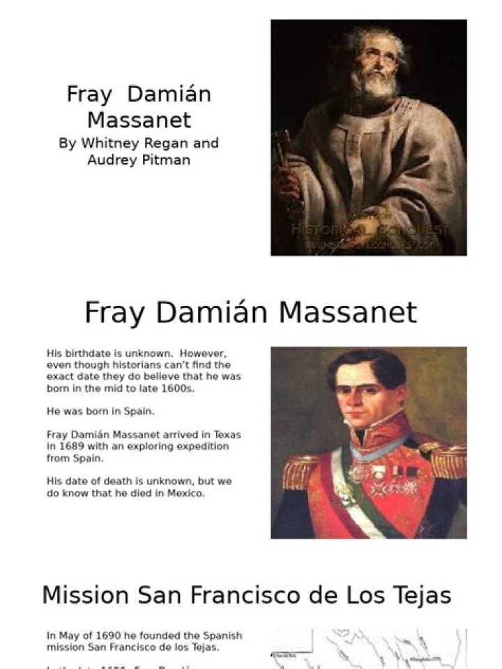 Why did Fray Damian Massanet come to America?