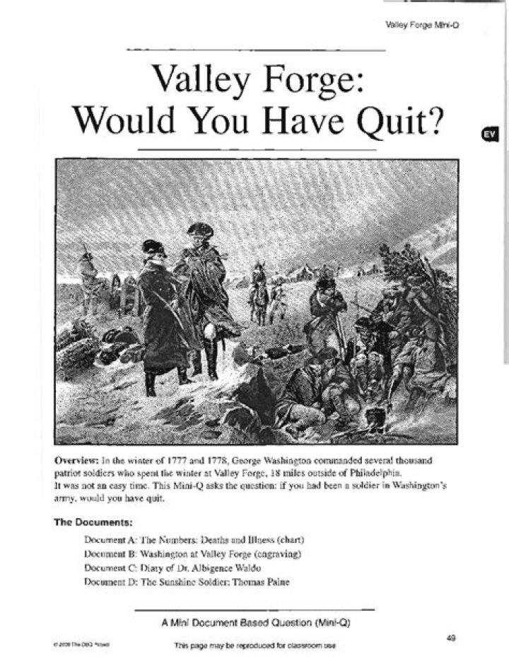 Would you have quit Valley Forge Dbq?